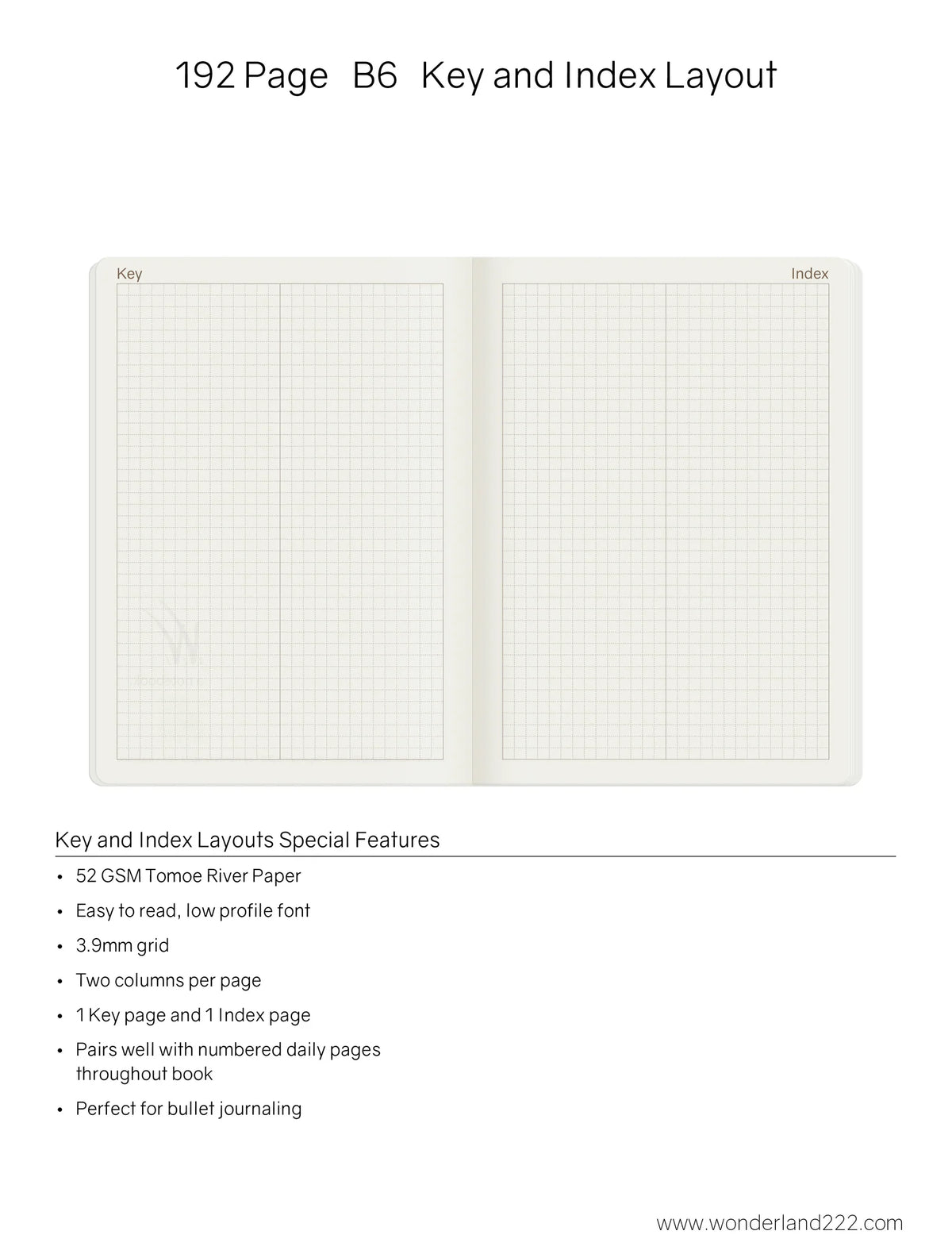 Wonderland222 Notebook B6 Grid 96 Page - Lichen