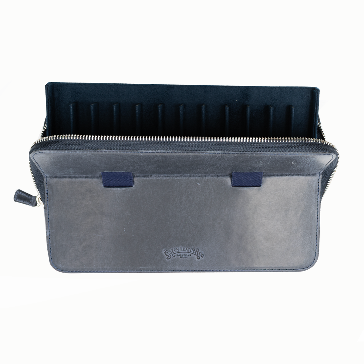 Galen Leather Co. Zipper Magnum Opus 12 Slot Hard Pen Case - Crazy Horse Navy