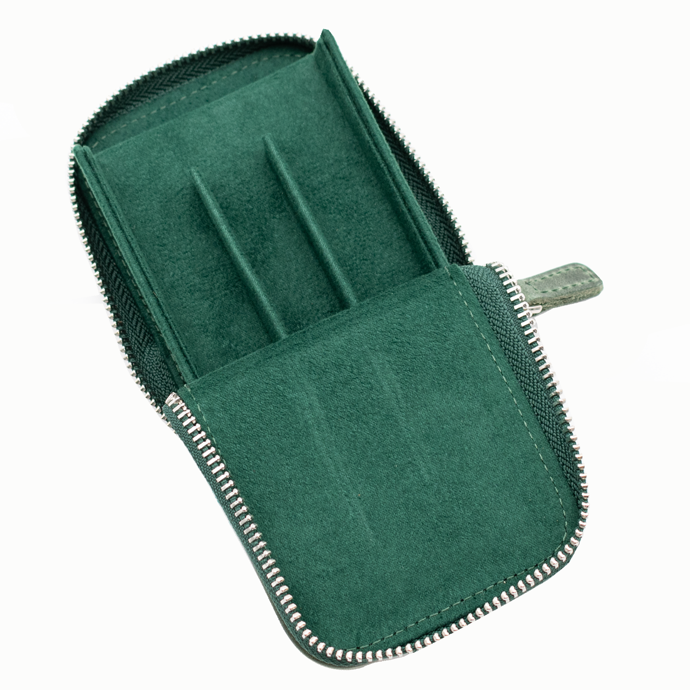 Galen Leather Co. Zipper Magnum Opus 3 Slot Hard Pen Case - Crazy Horse Green