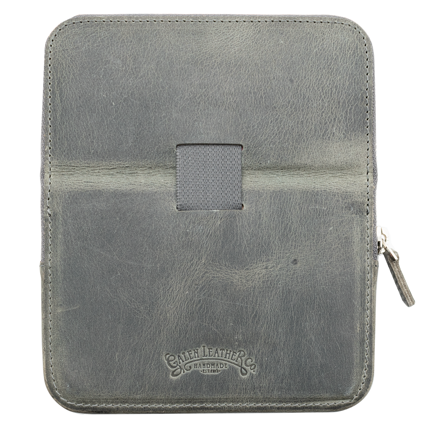 Galen Leather Co. Zipper Magnum Opus 6 Slot Hard Pen Case - Crazy Horse Smoky Grey