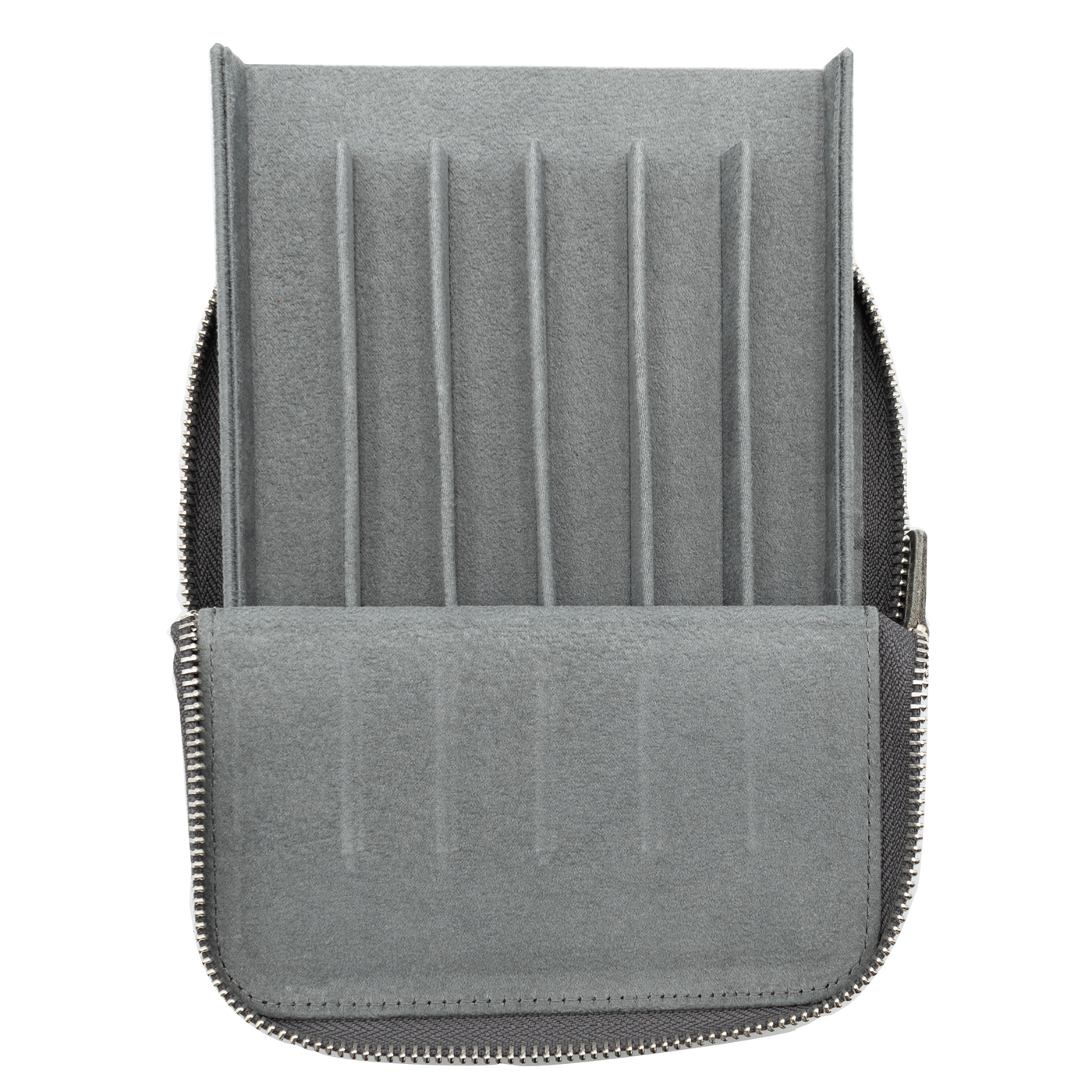 Galen Leather Co. Zipper Magnum Opus 6 Slot Hard Pen Case - Crazy Horse Smoky Grey
