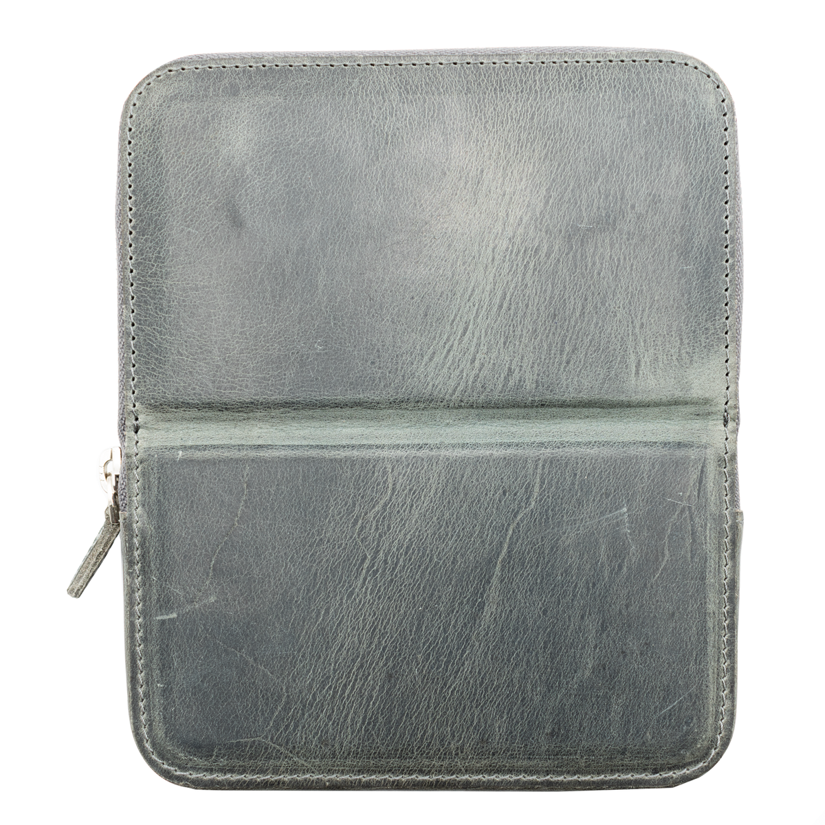 Galen Leather Co. Zipper Magnum Opus 6 Slot Hard Pen Case - Crazy Horse Smoky Grey