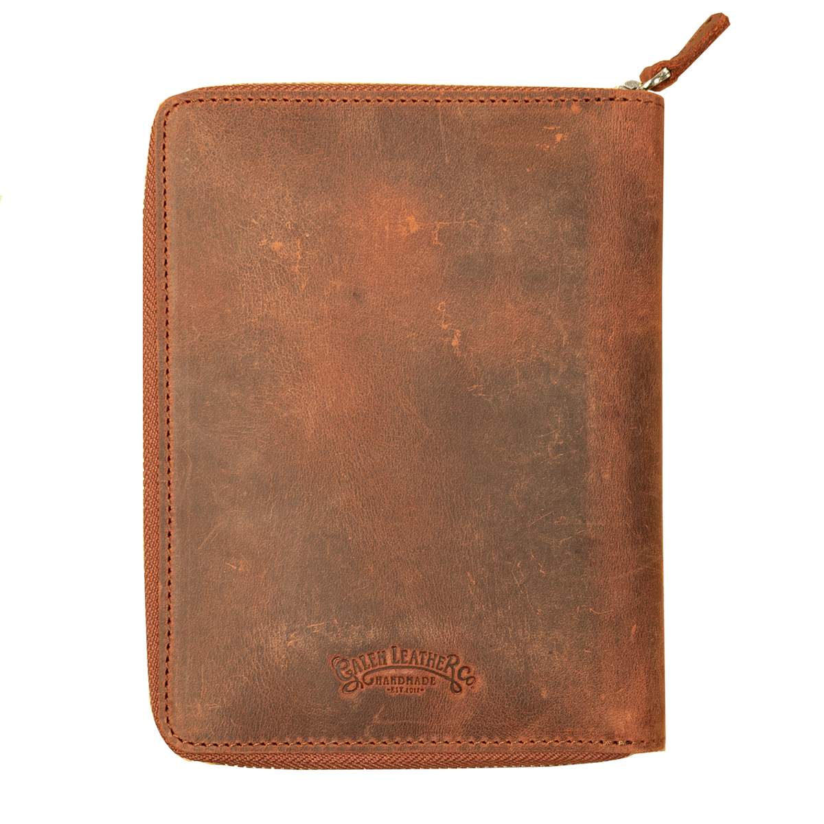 Galen Leather Co. Zippered 5 Slot Pen Case - Crazy Horse Orange