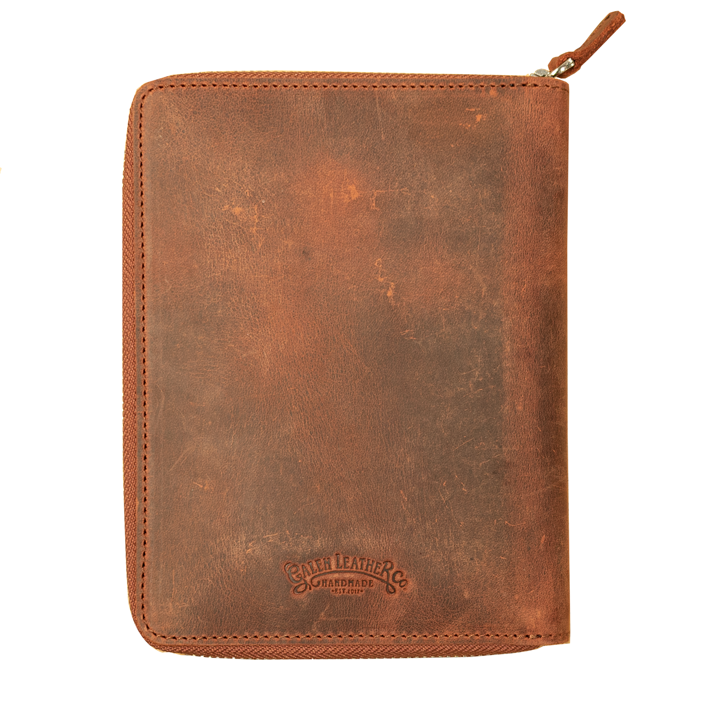 Galen Leather Co. Zippered 5 Slot Pen Case - Crazy Horse Orange