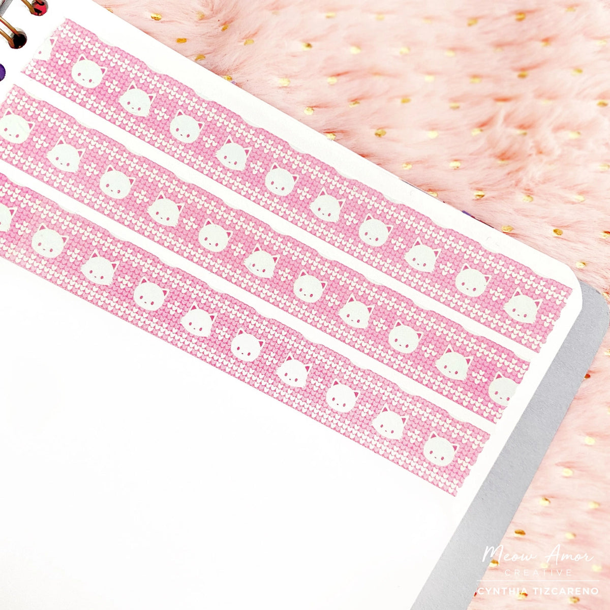 Meow Amor Creative - Pink Christmas Cat Washi Tape