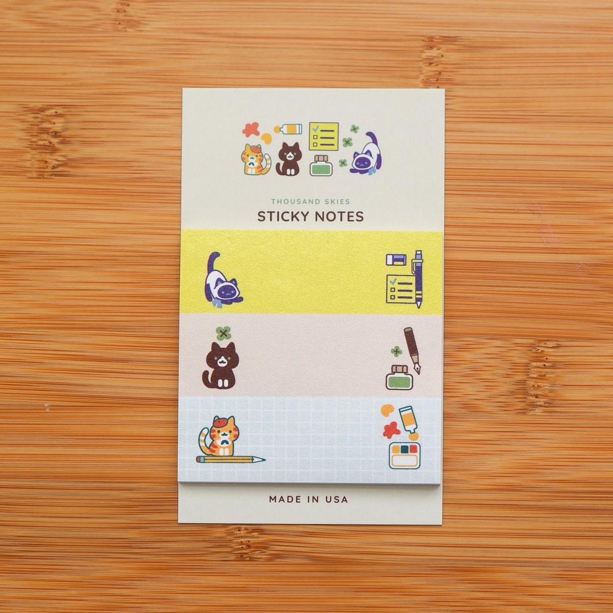 Thousand Skies Sticky Notes - Stationery Cats