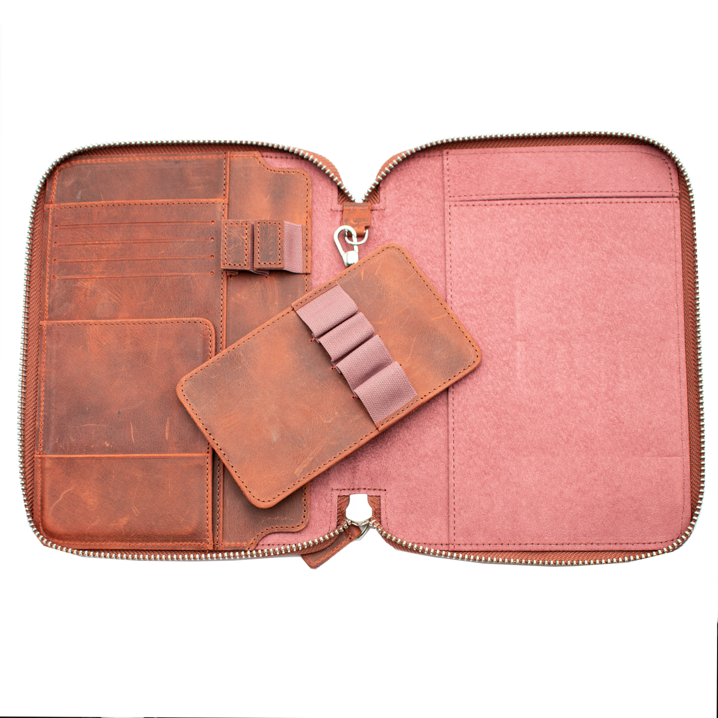 Galen Leather Co. Zippered A5 Notebook Folio - Crazy Horse Orange