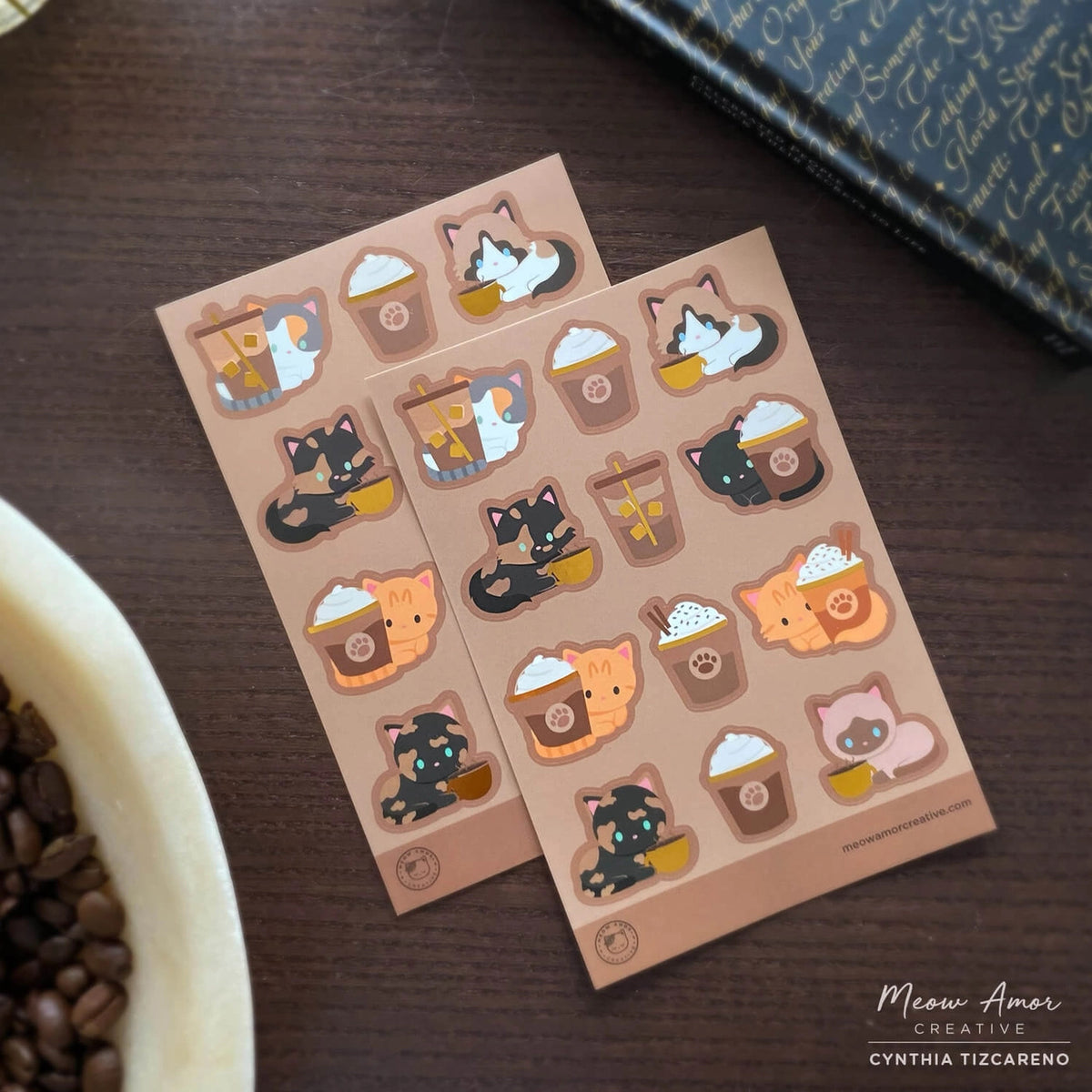 Meow Amor Creative - Coffee Cats Gold Foil Sticker Sheet