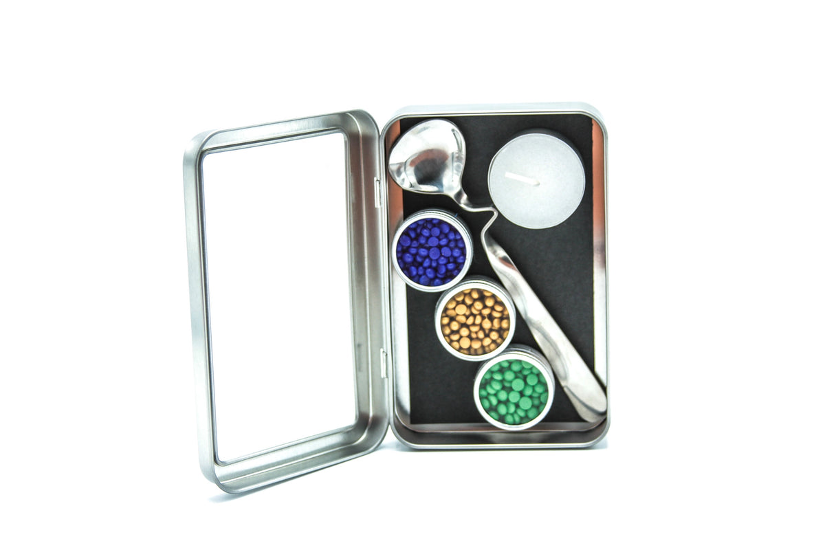 Global Solution Sealing Wax Bead Kit- Gold, Sapphire and Kelly Green