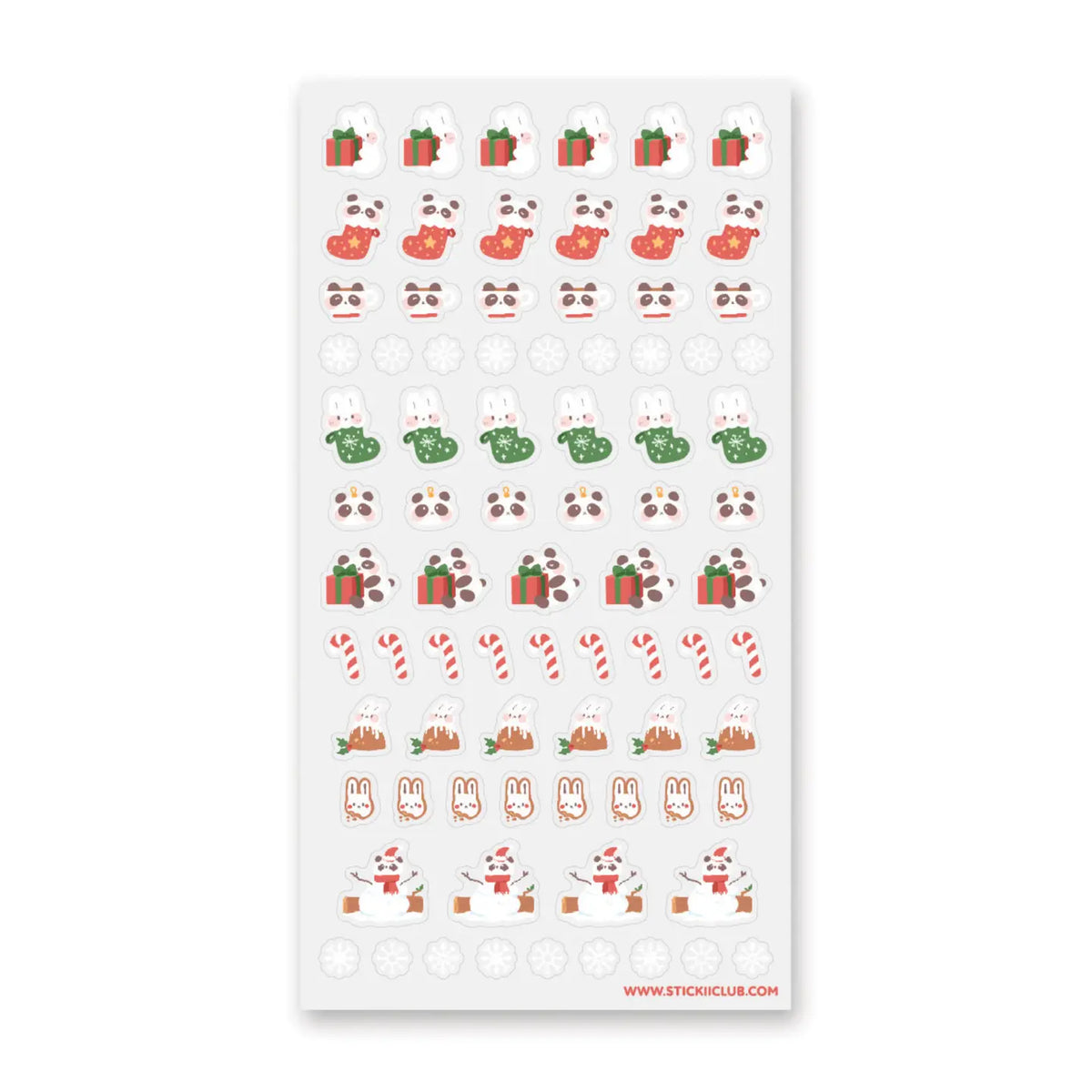 STICKII Sticker Sheet - Panda & Bun Christmas