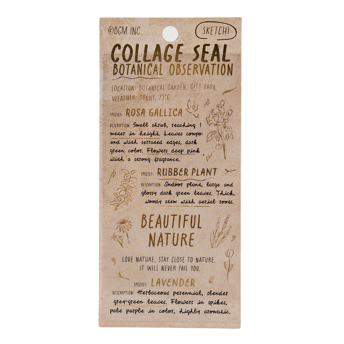 BGM - Collage Seal Gold Foil Sticker Sheet - Sketch