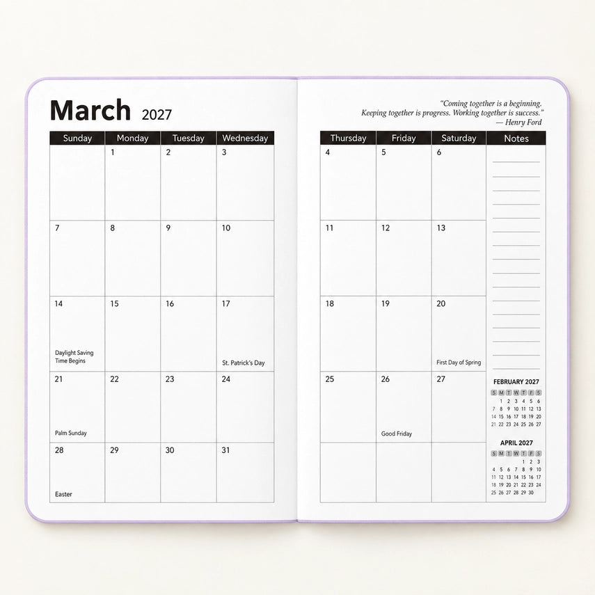 NoteMood - 2027 Weekly & Monthly Planner - Compact Hardcover Agenda