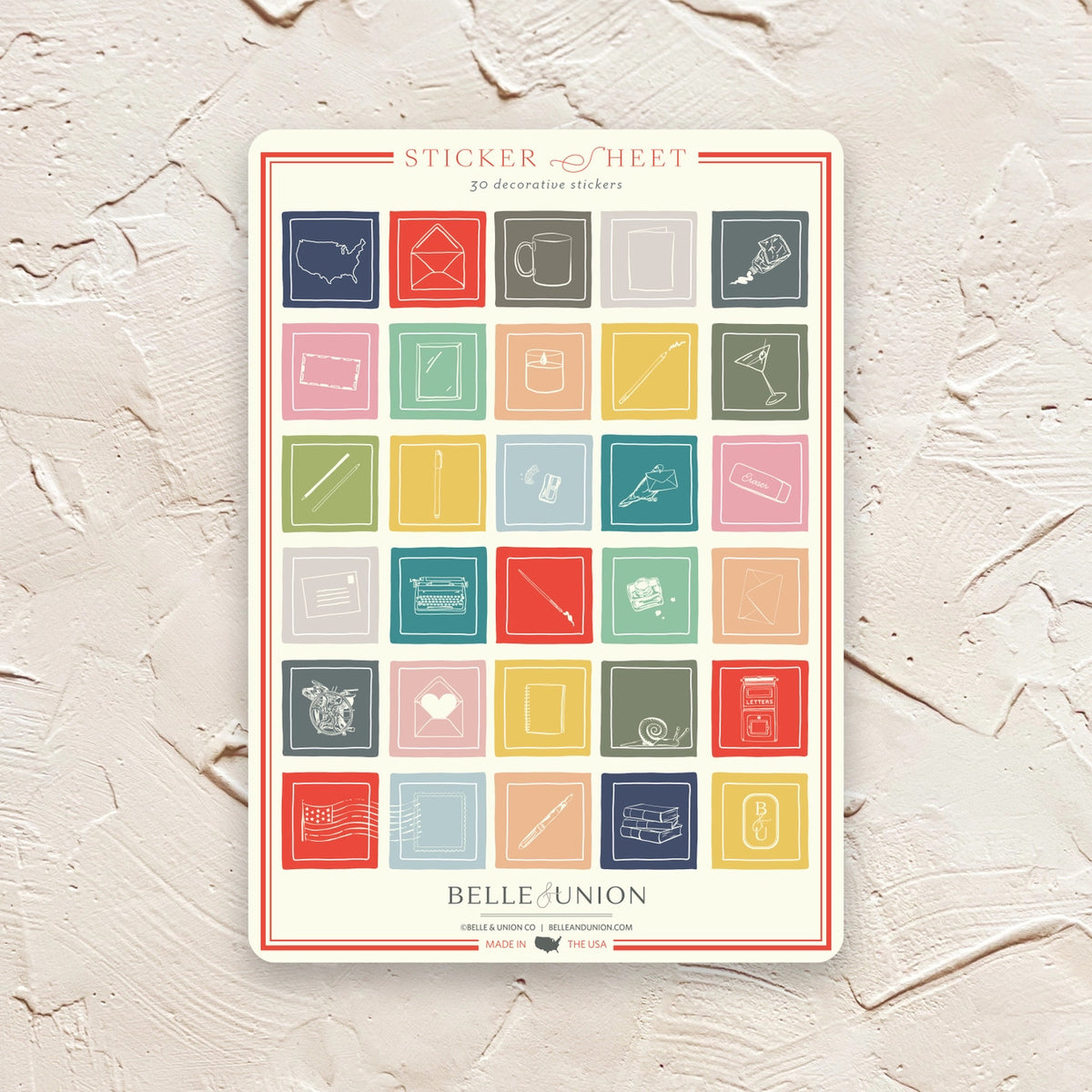 Belle & Union - Mini Stationery Icons Sticker Sheet