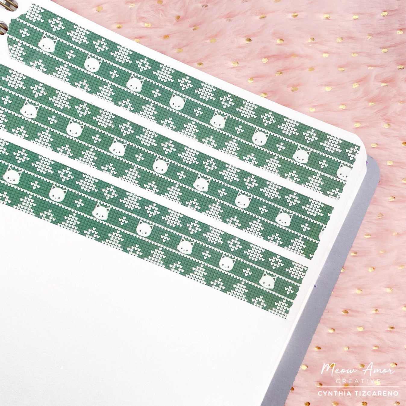 Meow Amor Creative - Green Christmas Cat Washi Tape