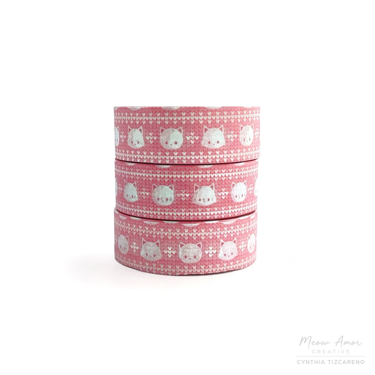 Meow Amor Creative - Pink Christmas Cat Washi Tape