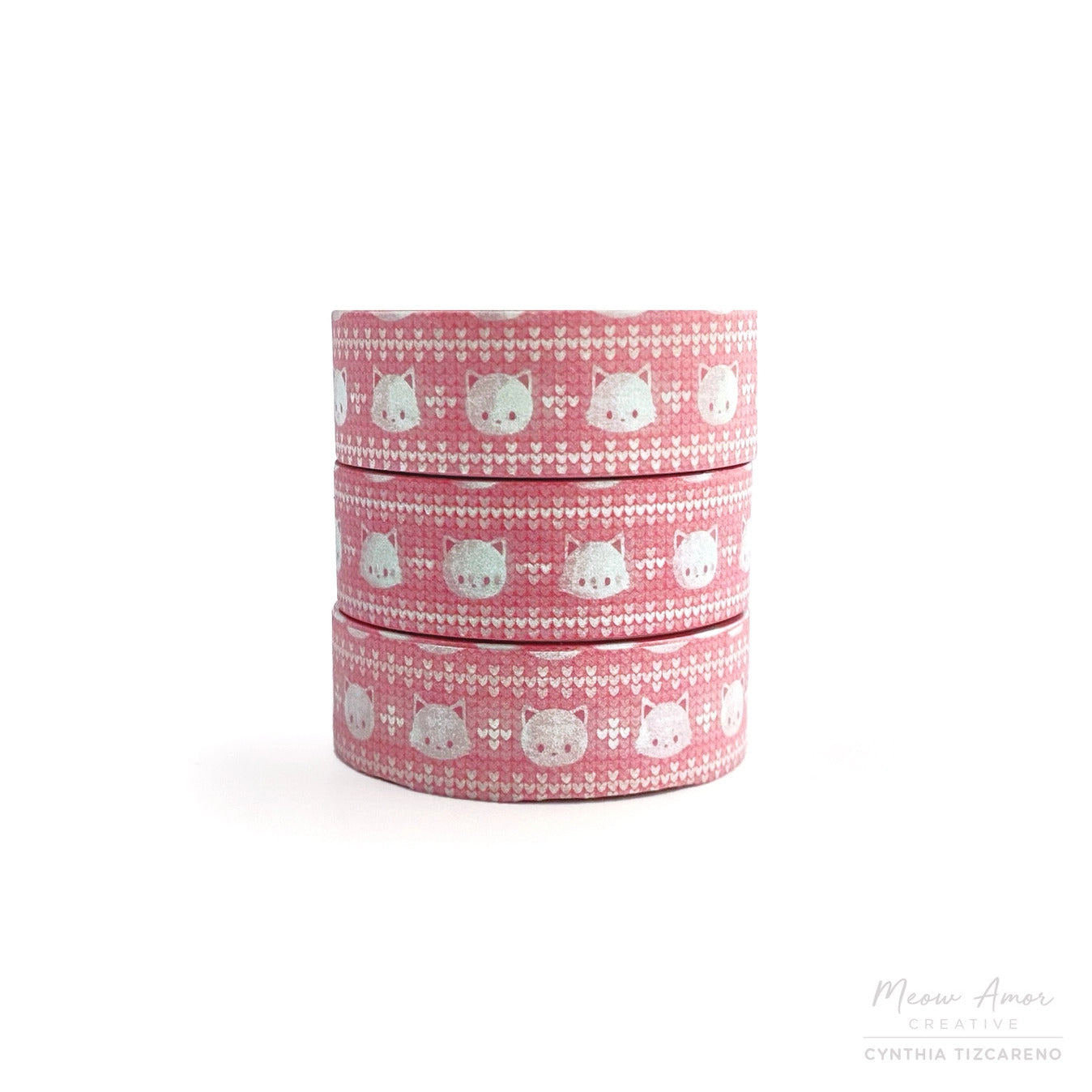 Meow Amor Creative - Pink Christmas Cat Washi Tape