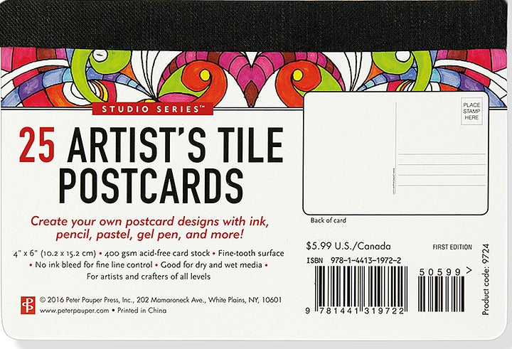 Peter Pauper Press - Studio Series Artist's Tiles Postcards
