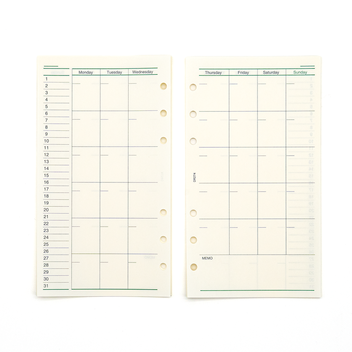 Raymay Davinci Note Bible Size Refill - Monthly Schedule
