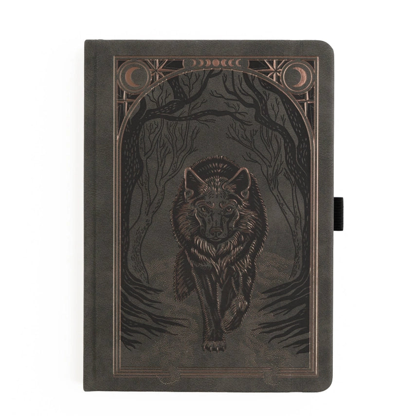 Archer & Olive - Black Dot Grid Notebook - Wolf in the Night A5