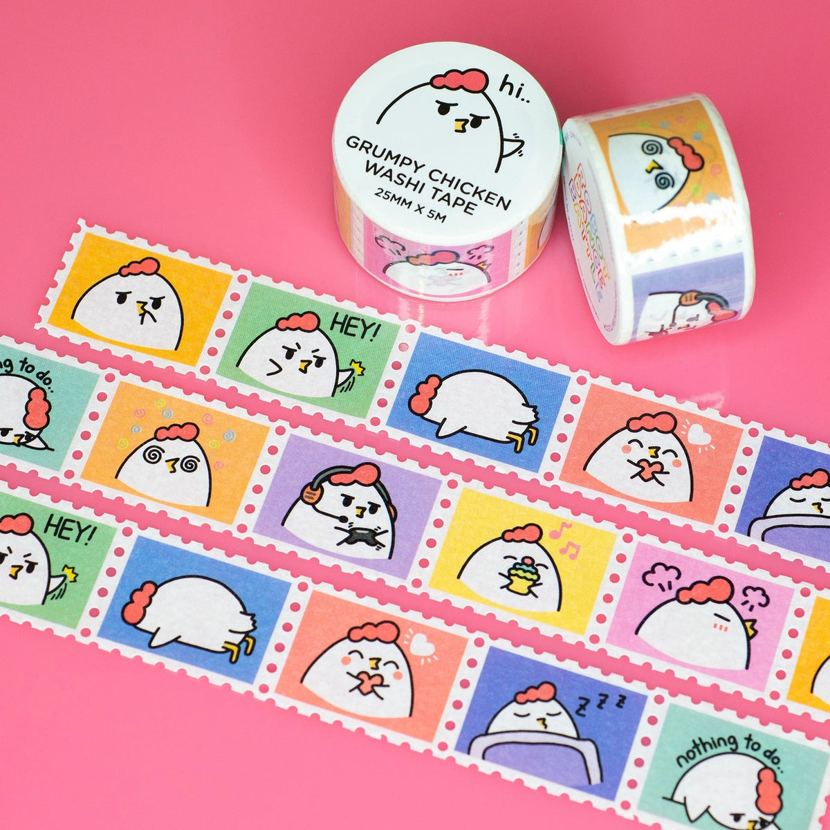 Robot Dance Battle - Grumpy Chicken Stamp Washi Tape