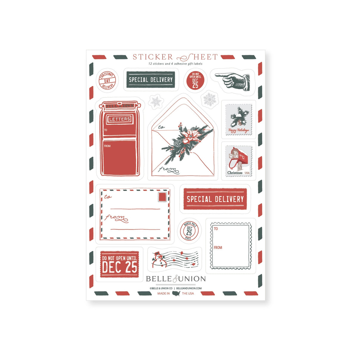 Belle & Union - Holiday Mail Sticker Sheet