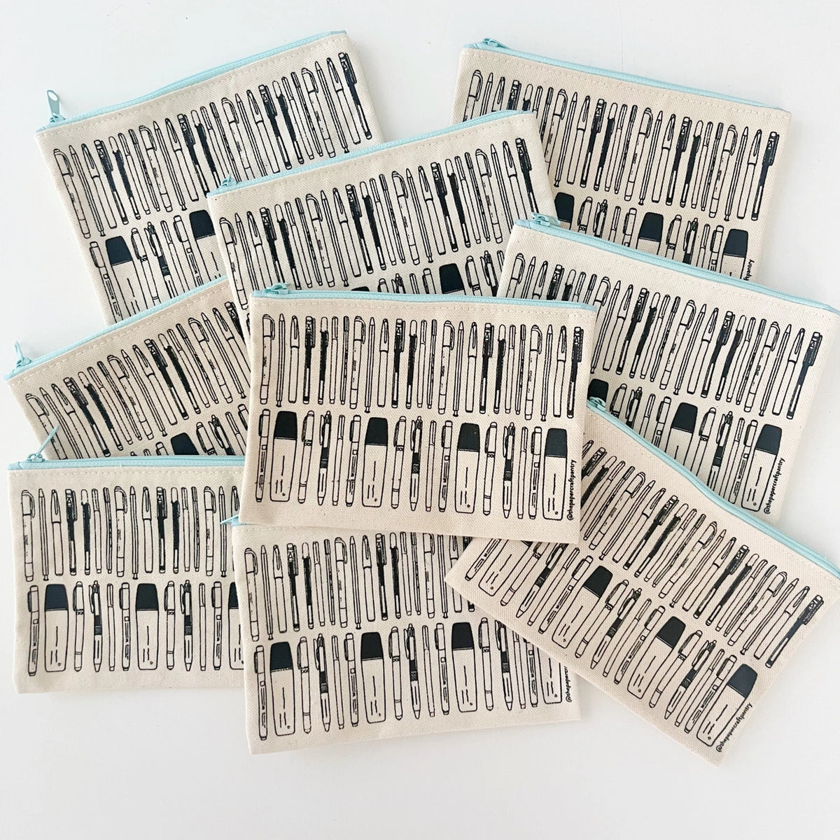 The Paper + Craft Pantry Canvas Pouch - Mint Pens