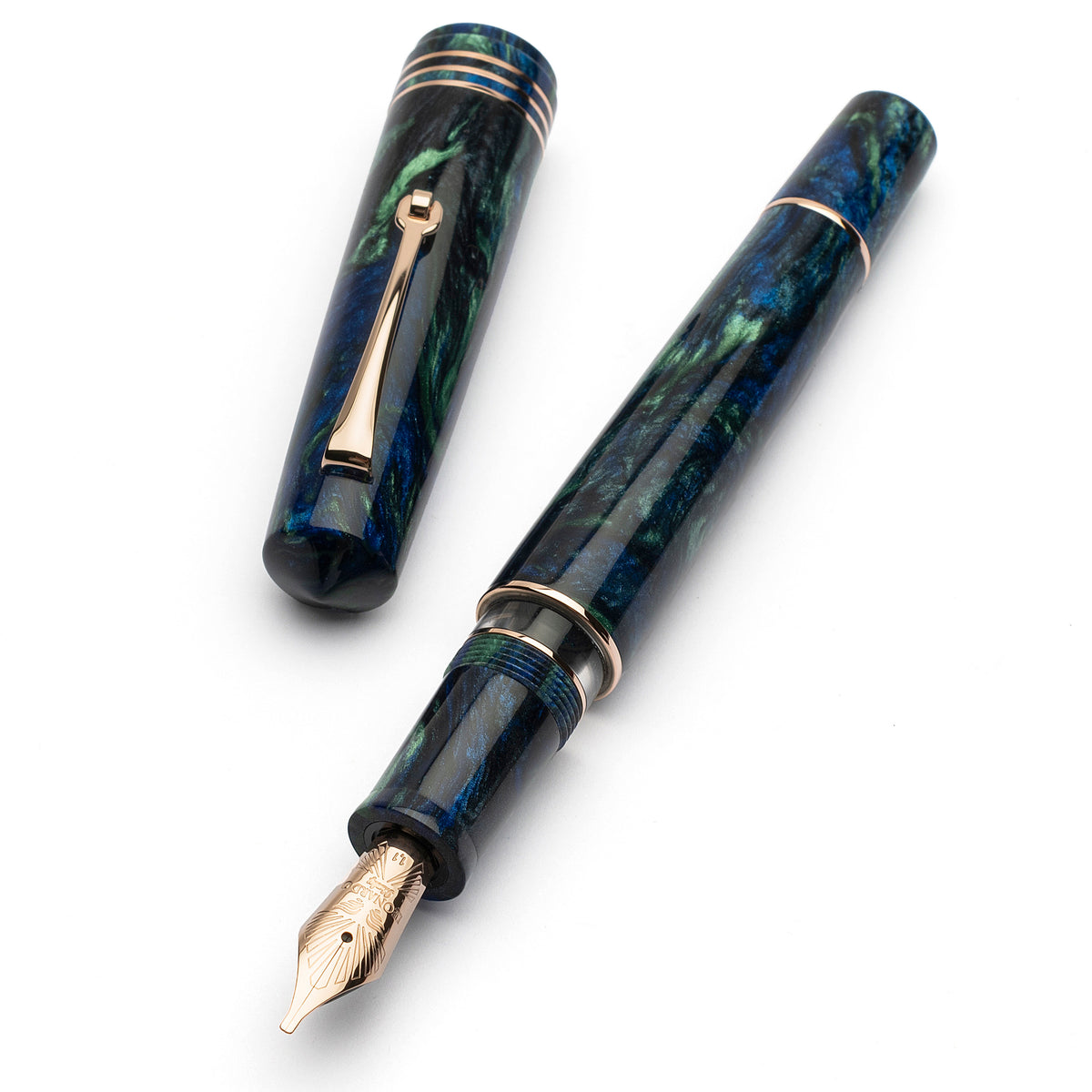 Leonardo Momento Zero Grande 2.0 Fountain Pen -Fiordaliso Blue - The Power of Flower in Rose  Gold Trim