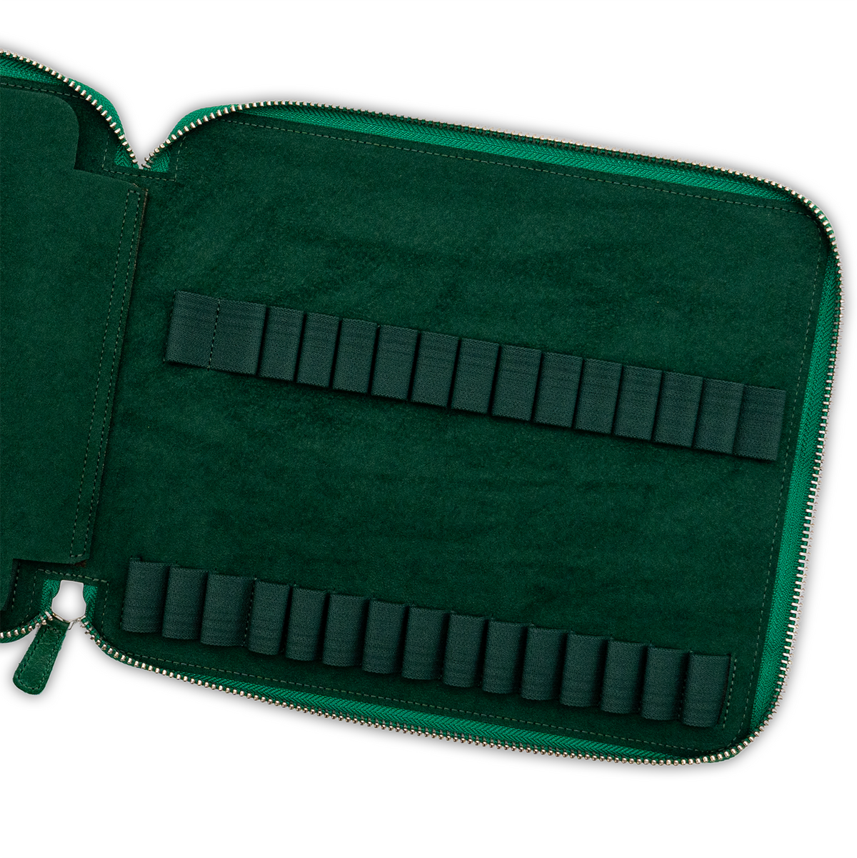 Galen Leather Co. Zippered Collector Pen Case for 60 Kawecos - Vivianite Green