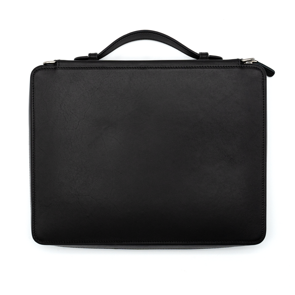 Galen Leather Co. Leather Compendium Bag - A4 Zippered Folio Organizer - Black