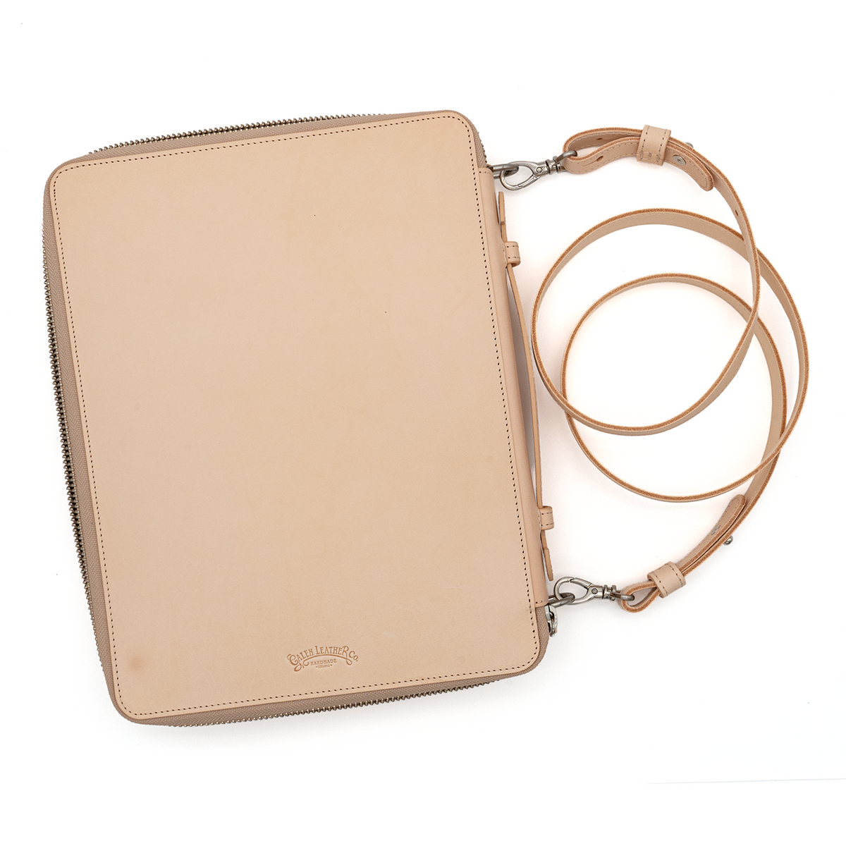 Galen Leather Co. Leather Compendium Bag - A4 Zippered Folio Organizer - Undyed