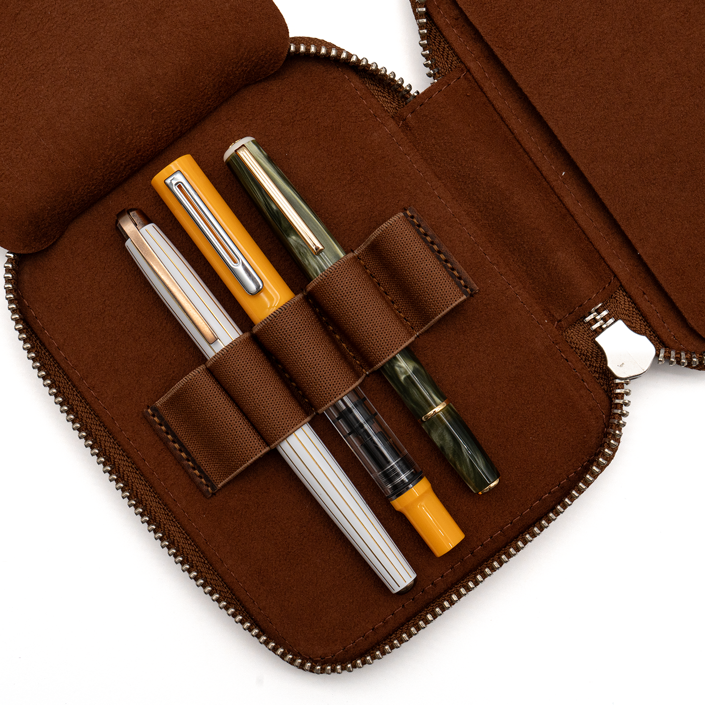 Galen Leather Co. Zippered 10 Slot Pen Case - Crazy Horse Havana Brown