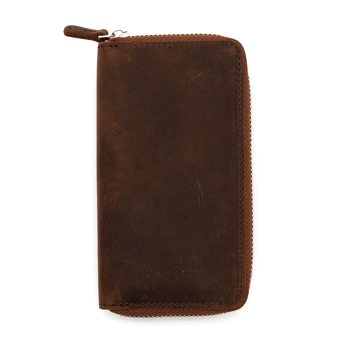 Galen Leather Co. Zippered 3 Slot Pen Case - Crazy Horse Havana Brown