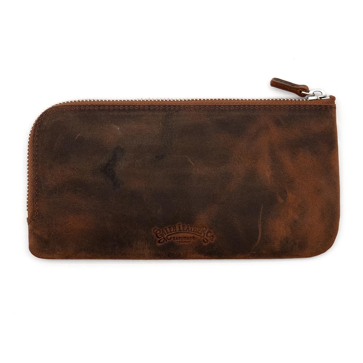 Galen Leather Co. Slip-N-Zip 4 Pen Pouch - Crazy Horse Havana Brown