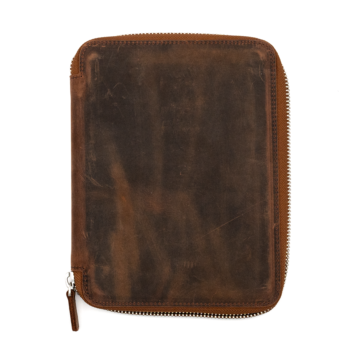 Galen Leather Co. Zippered 10 Slot Pen Case with A5 Notebook Holder  Havana Brown