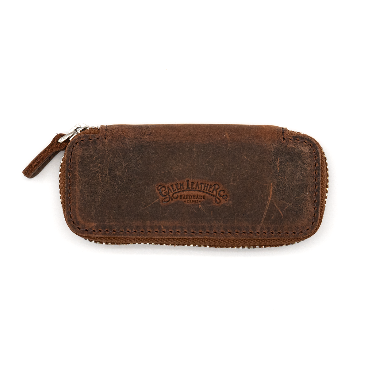 Galen Leather Co. Zippered Double Pen Case For Kaweco - Crazy Horse Havana Brown