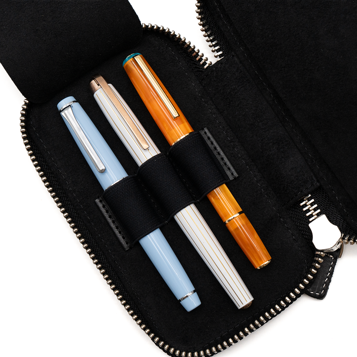 Galen Leather Co. Zippered 6 Slot Pen Case - Black