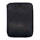 Galen Leather Co. Zippered 10 Slot Pen Case with A5 Notebook Holder - Crazy Horse Navy Blue