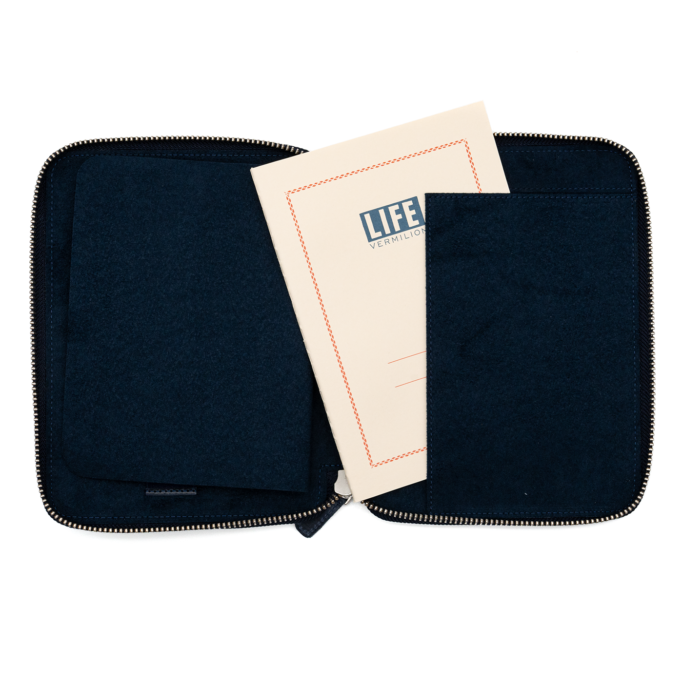Galen Leather Co. Zippered 10 Slot Pen Case with A5 Notebook Holder - Crazy Horse Navy Blue