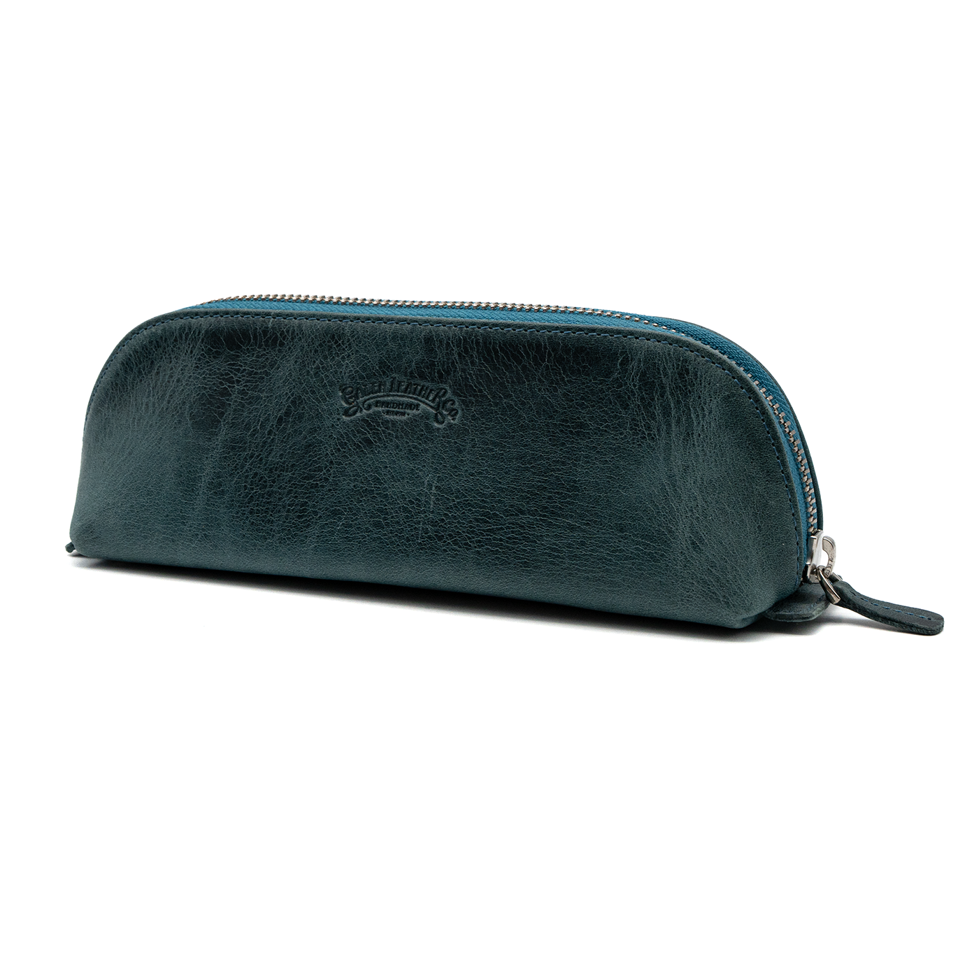 Galen Leather Co. Leather Zippered XL Pencil Cases - Crazy Horse Ocean Blue