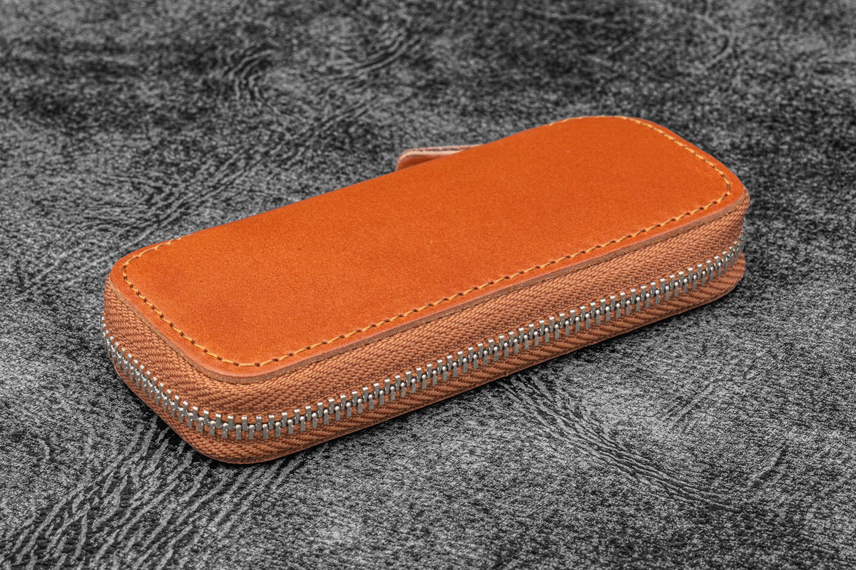 Galen Leather Co. Zippered Double Pen Case For Kaweco - Brown