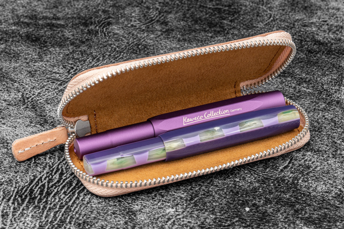 Galen Leather Co. Zippered Double Pen Case For Kaweco - Undyed