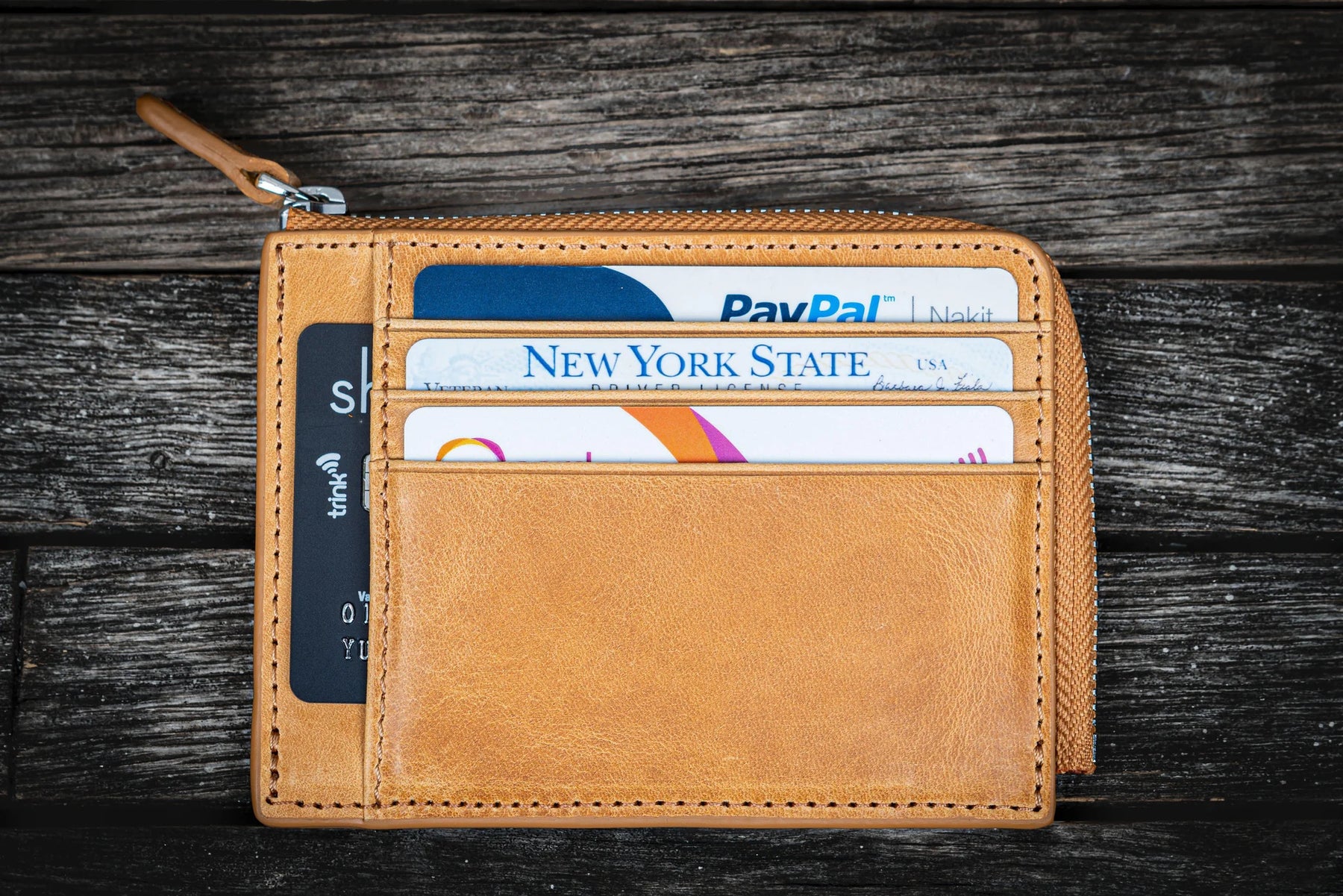 Galen Leather Co. Zippered Mega Mini Wallet - Crazy Horse Honey