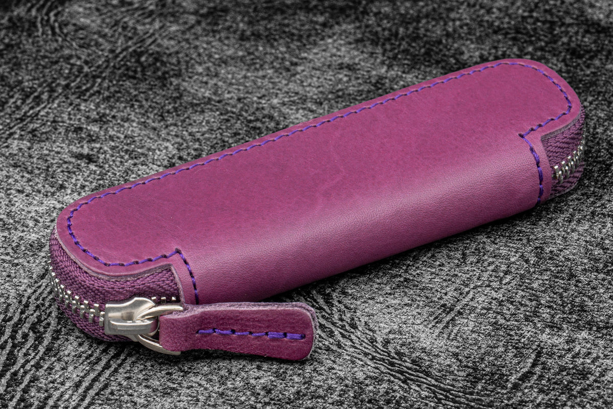 Galen Leather Co. Zippered Single Pen Case For Kaweco - Purple
