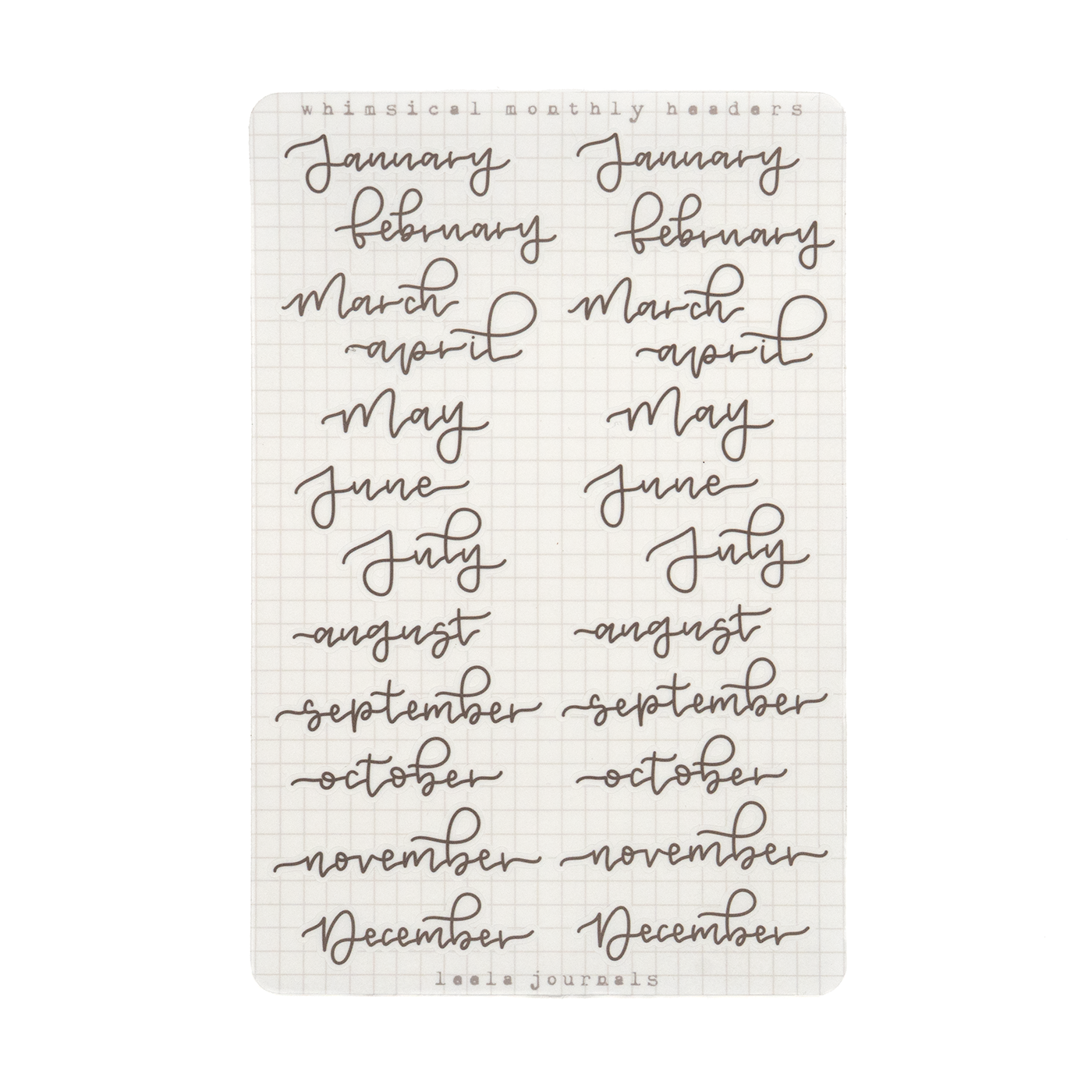 Leelajournal Whimsical Monthly Headers Sticker Sheet