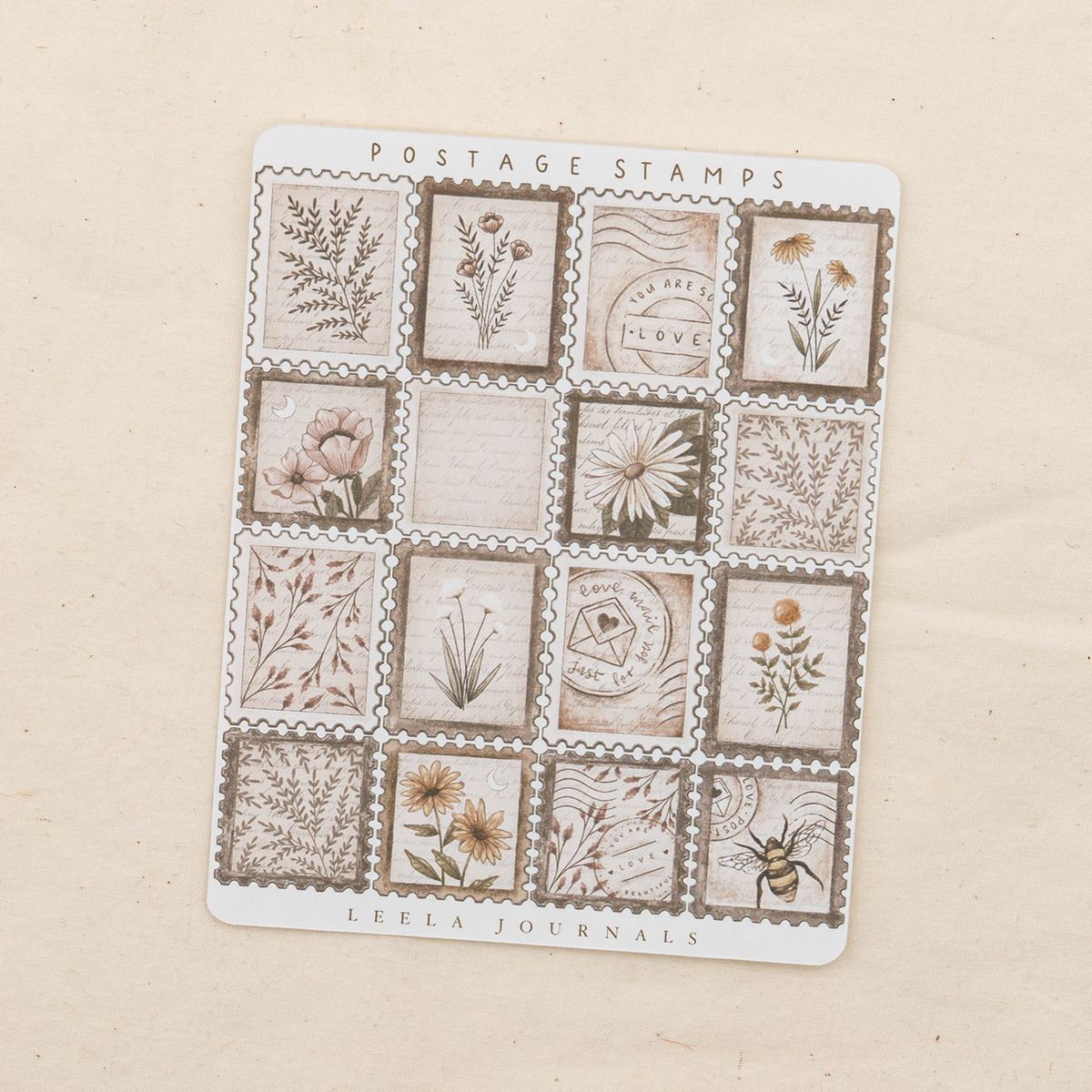 Leelajournals Vintage Postage Stamps White Matte Sticker