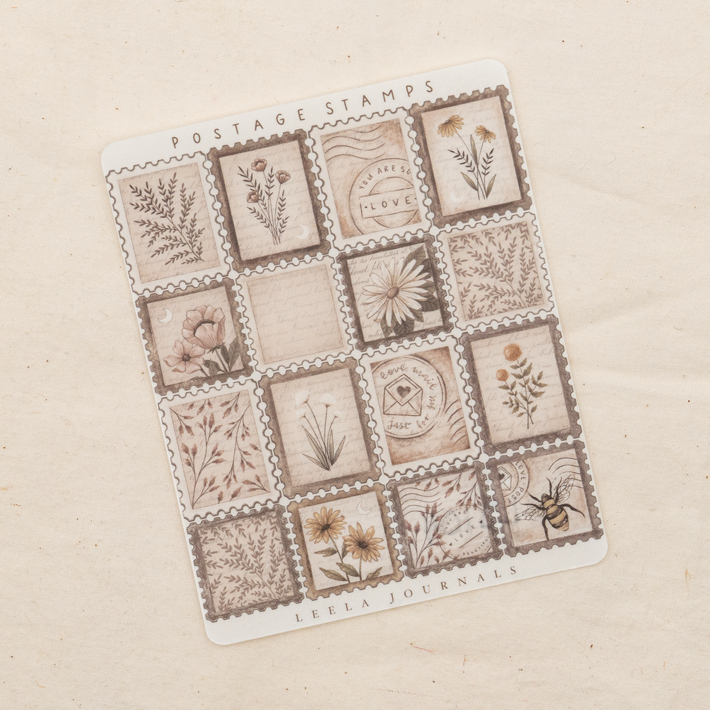 Leelajournals Vintage Postage Stamps Clear Matte Sticker