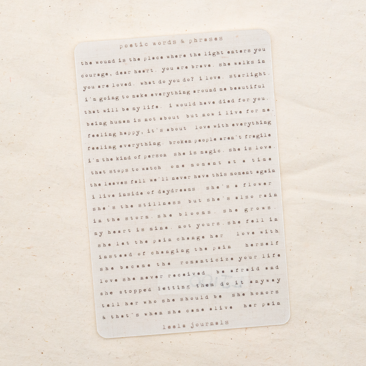 Leelajournals Poetic Phrases Sticker Sheet