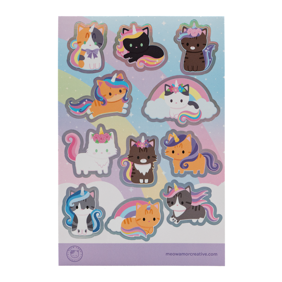 Meow Amor Creative - Unicorn Cats Holo Foil Sticker Sheet