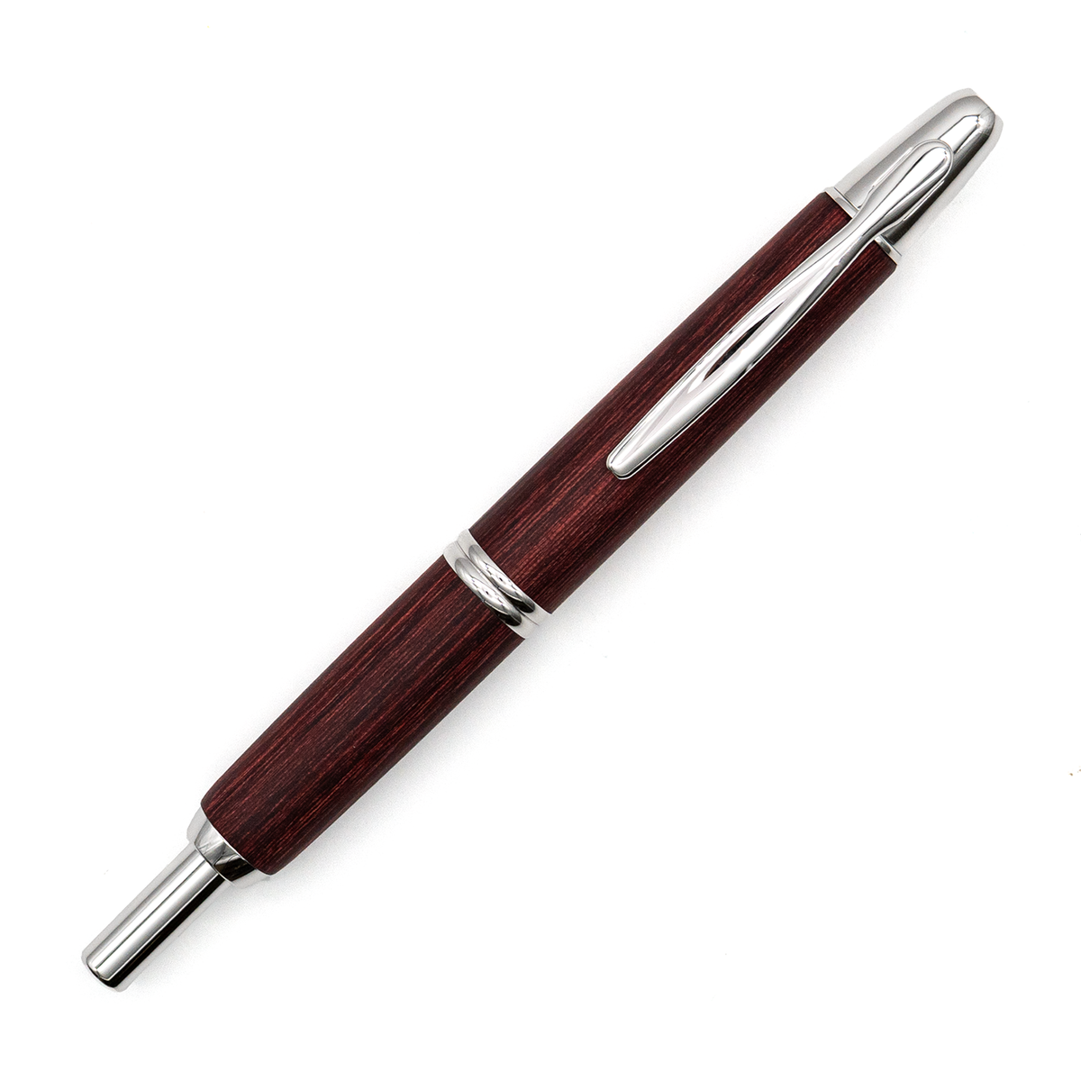 Pilot Vanishing Point Red Birchwood Rhodium Trim