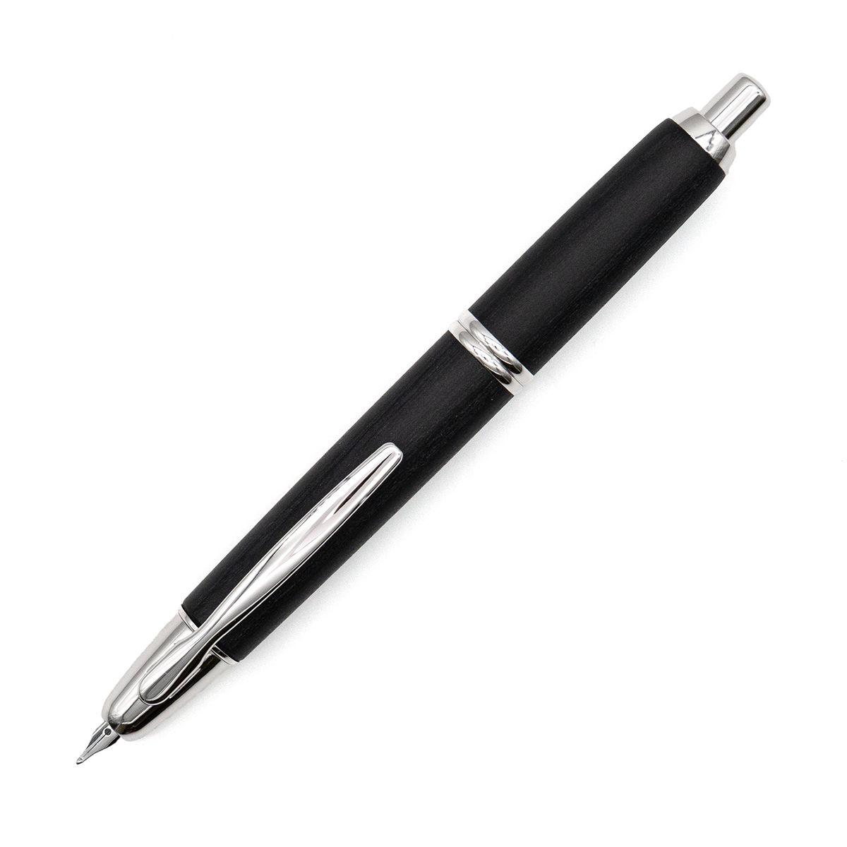 Pilot Vanishing Point Black Birchwood Rhodium Trim